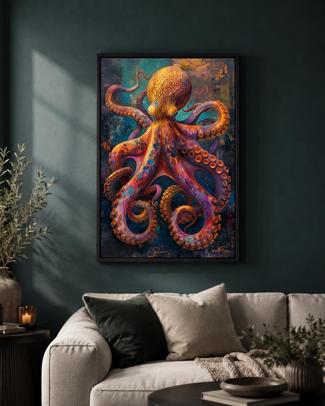 Colourful Octopus Ocean Vibrant Sea Life Marine Framed Canvas