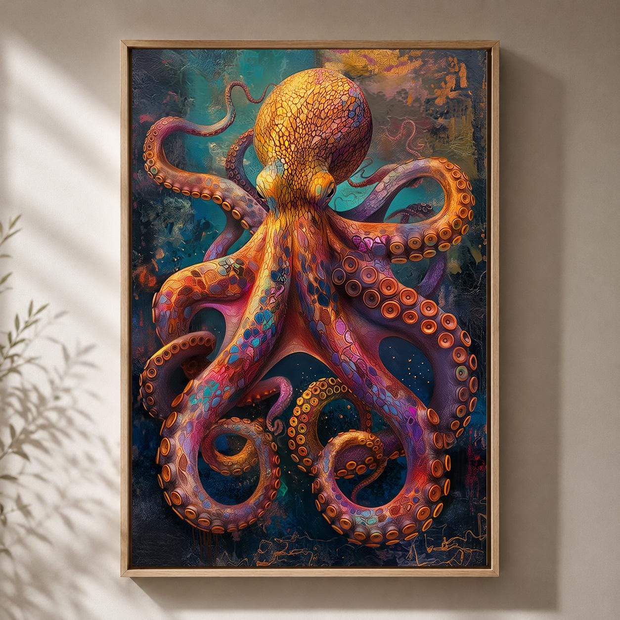 Colourful Octopus Ocean Vibrant Sea Life Marine Framed Canvas