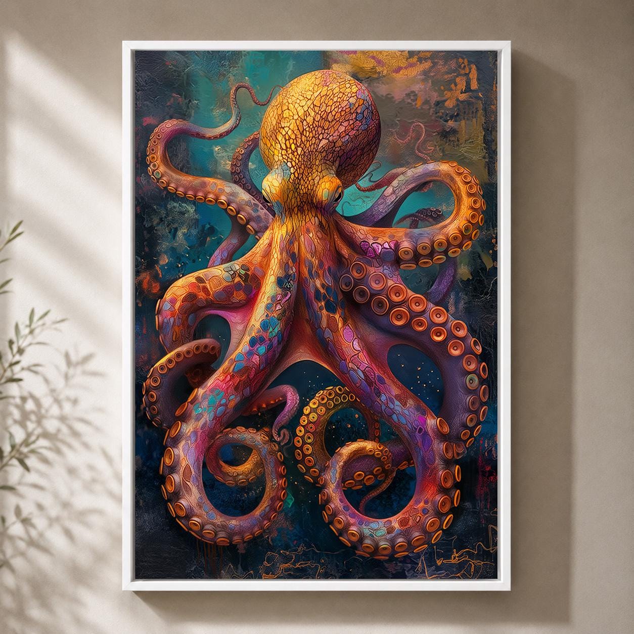 Colourful Octopus Ocean Vibrant Sea Life Marine Framed Canvas