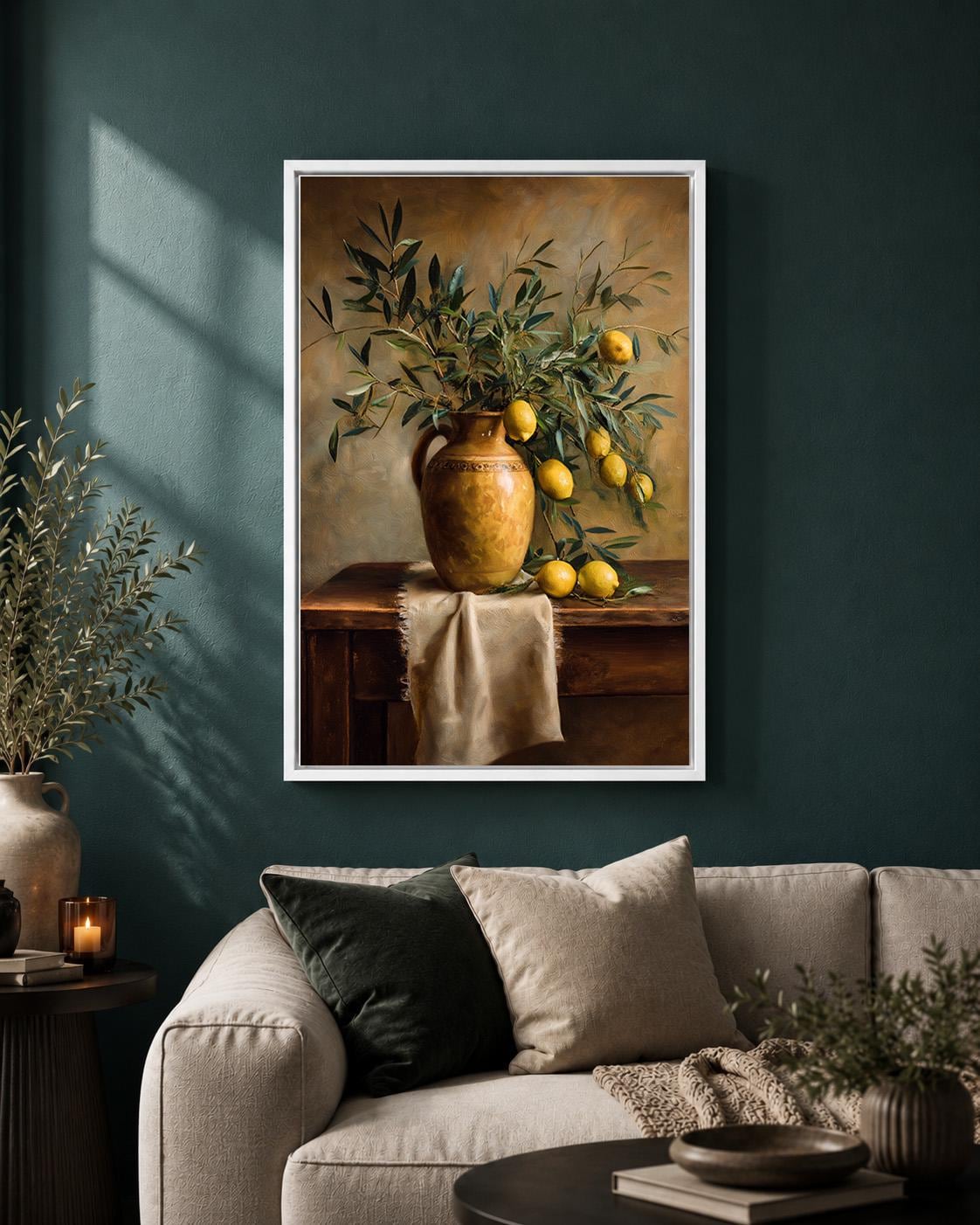 Lemon Still LifeMediterranean Kitchen Rustic Italian Style Framed Canvas