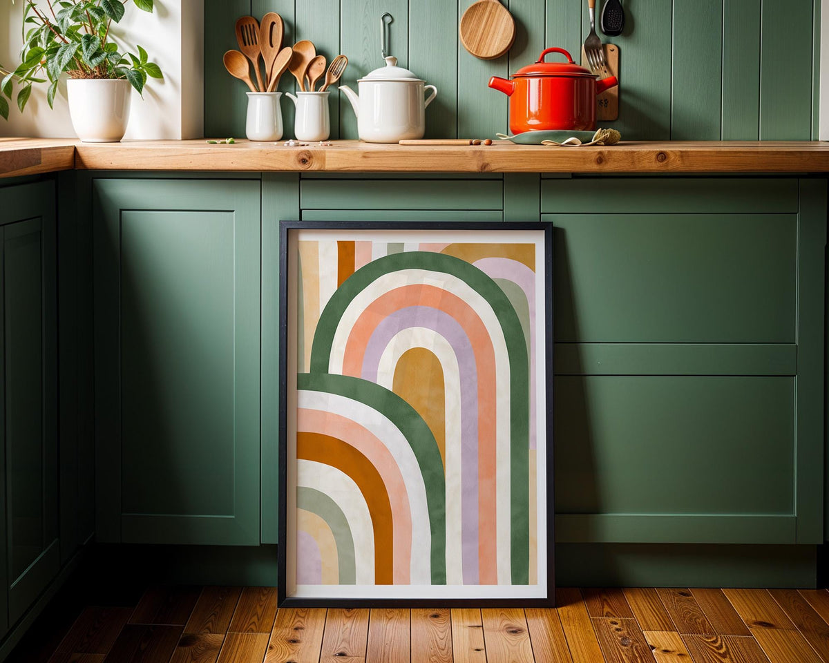 Retro Rainbow Mid Century Abstract Arches Pastel Geometric Wall Art