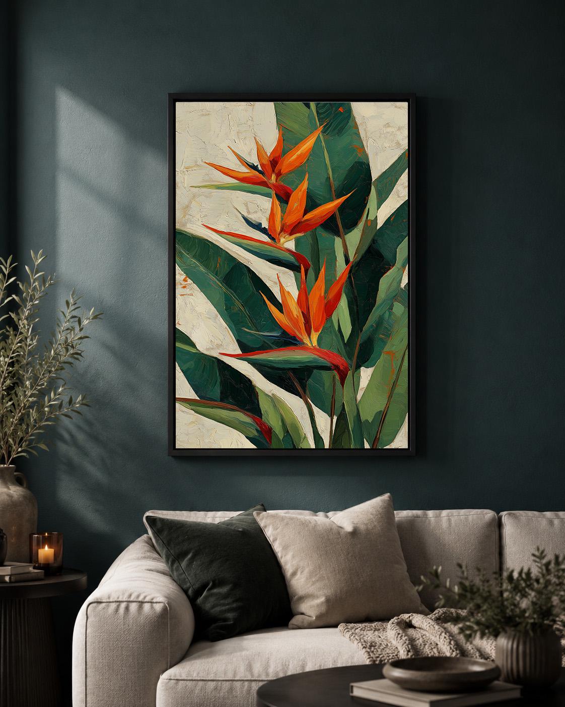 Bird of Paradise Tropical Botanical Orange Flower Wall Art by The Wall Art Studio - physical