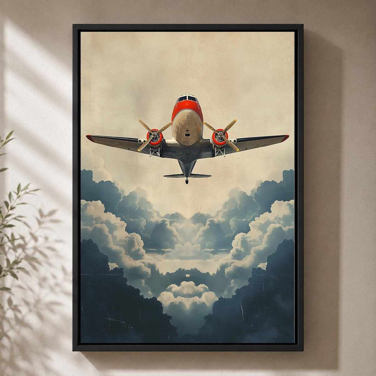 Vintage Airplane Retro Aviation Pilot Gift Framed Canvas