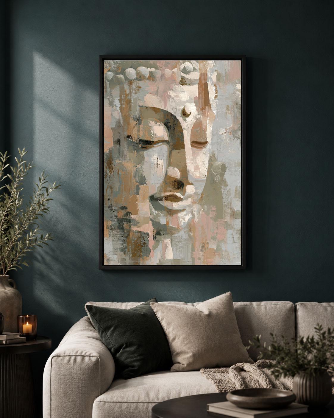 Abstract Buddha Neutral Zen Modern Spiritual Beige Meditation Framed Canvas