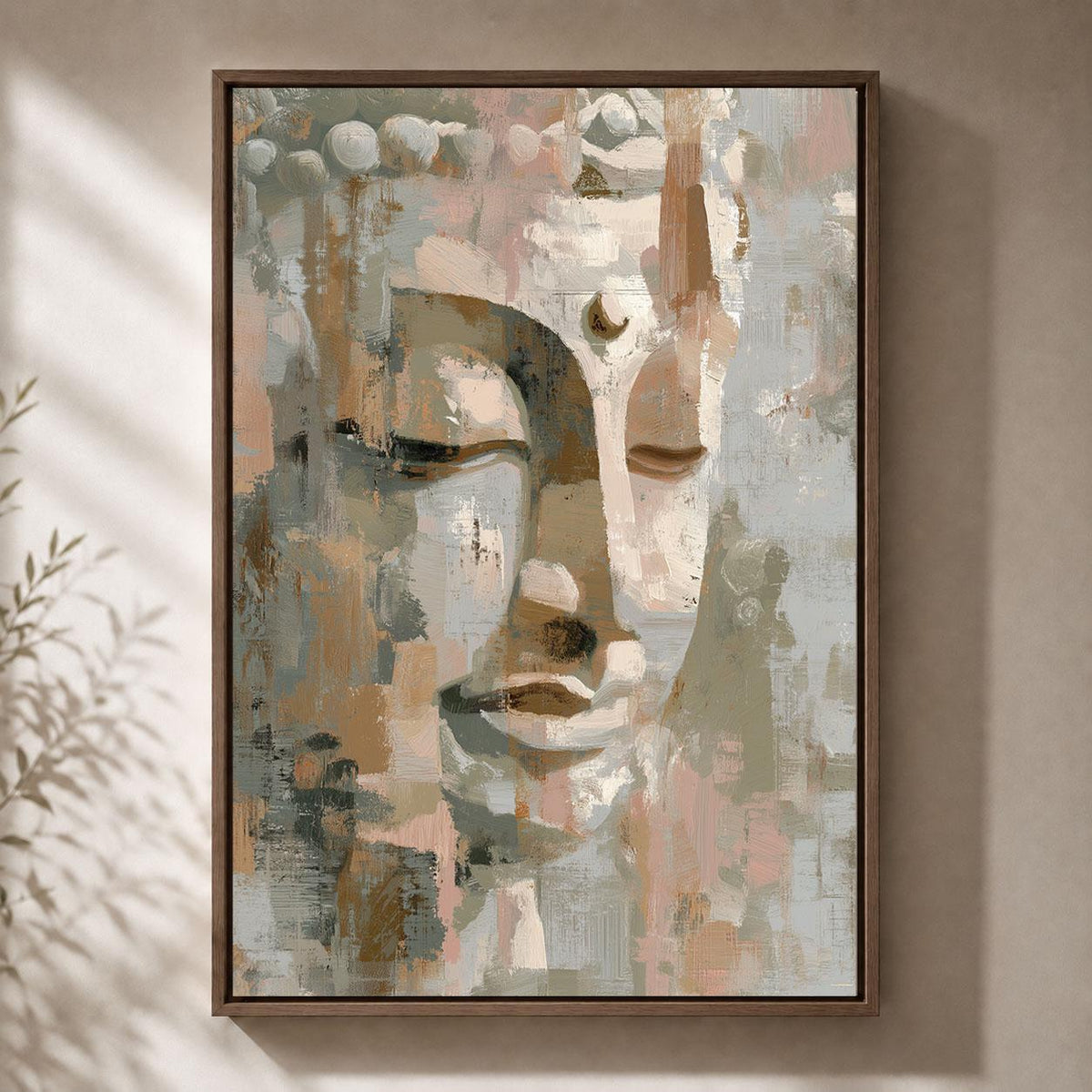 Abstract Buddha Neutral Zen Modern Spiritual Beige Meditation Framed Canvas