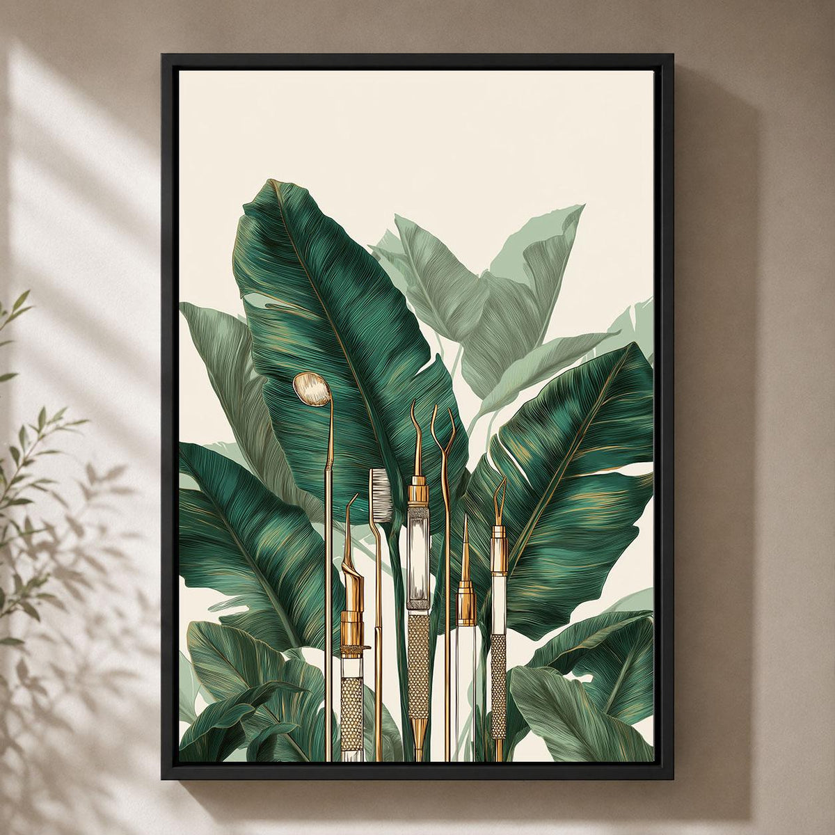 Dental Office Framed Canvas, Dentist Wall Art, Botanical Dentistry Artwork, Green Dental Clinic Decor, Dentist Gift