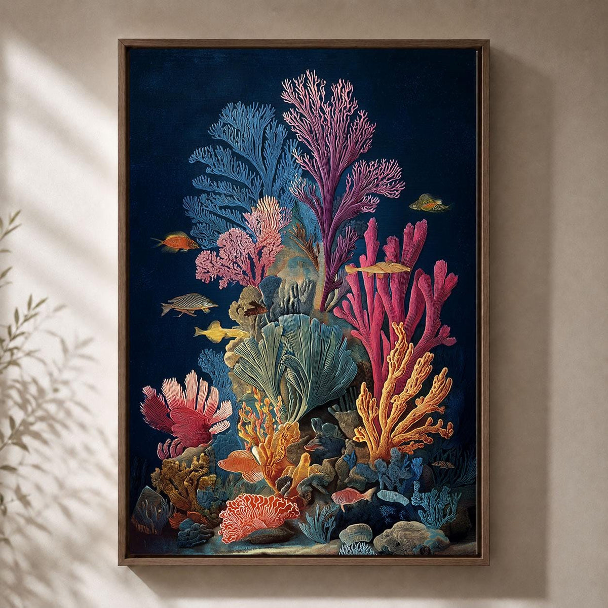 Coral Reef Colourful Underwater Tropical Fish and Sea Life Framed Canvas
