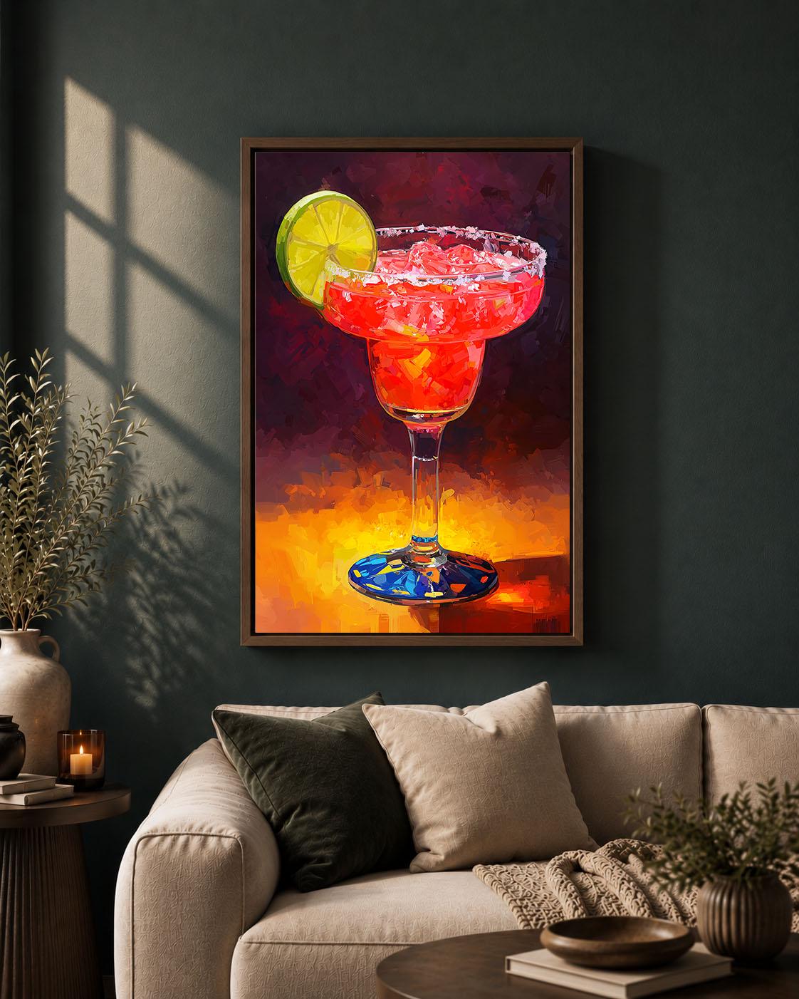Margarita Colourful Cocktail Lime Drink Vibrant Framed Canvas