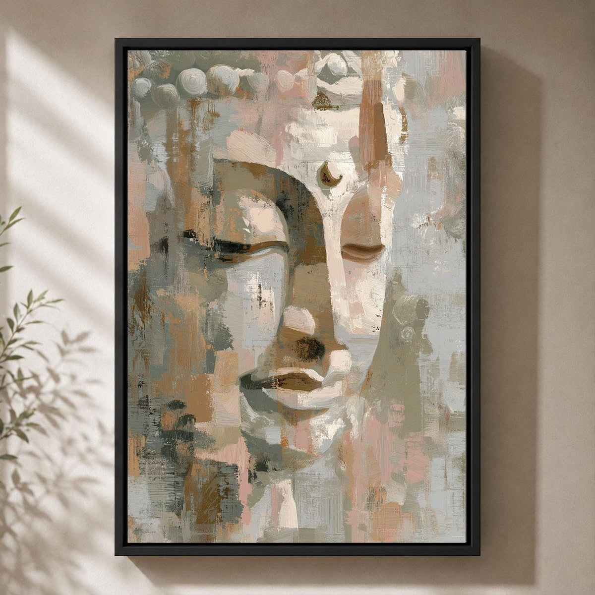 Abstract Buddha Neutral Zen Modern Spiritual Beige Meditation Framed Canvas