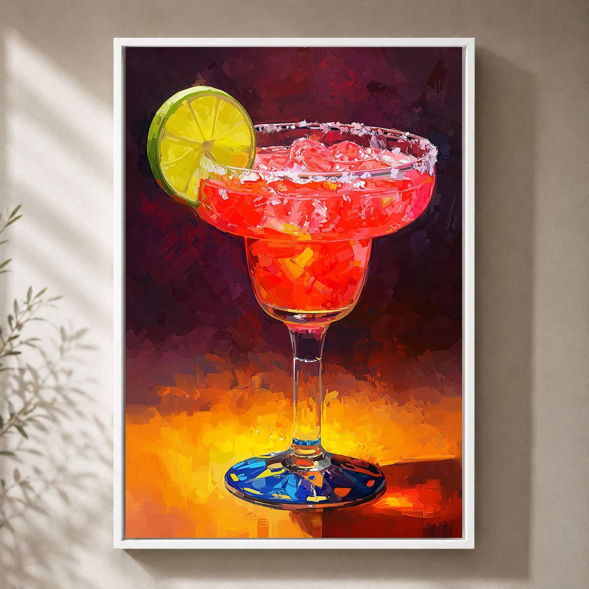 Margarita Colourful Cocktail Lime Drink Vibrant Framed Canvas