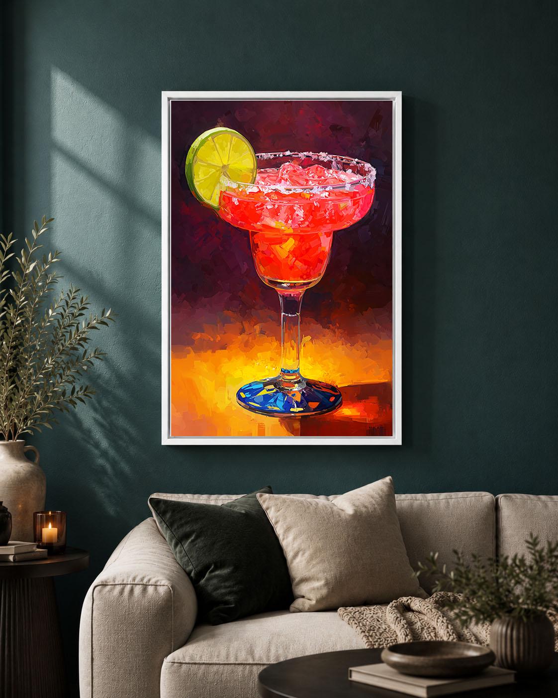 Margarita Colourful Cocktail Lime Drink Vibrant Framed Canvas