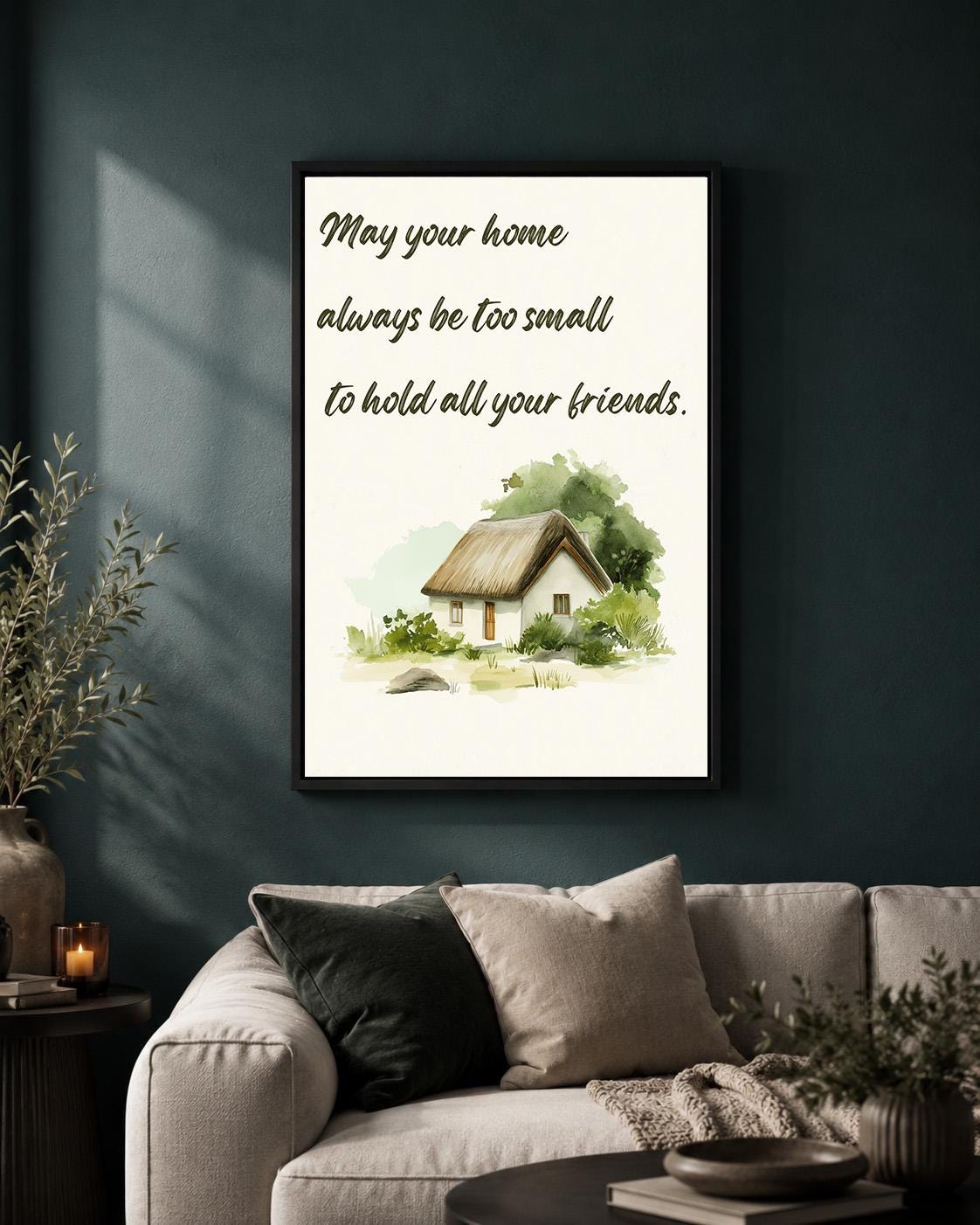 Irish Blessing Framed Canvas Art, May Your Home Hold Friends Quote Decor by The Wall Art Studio - physical