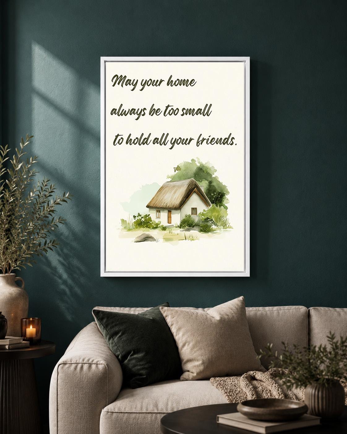 Irish Blessing Framed Canvas Art, May Your Home Hold Friends Quote Decor by The Wall Art Studio - physical