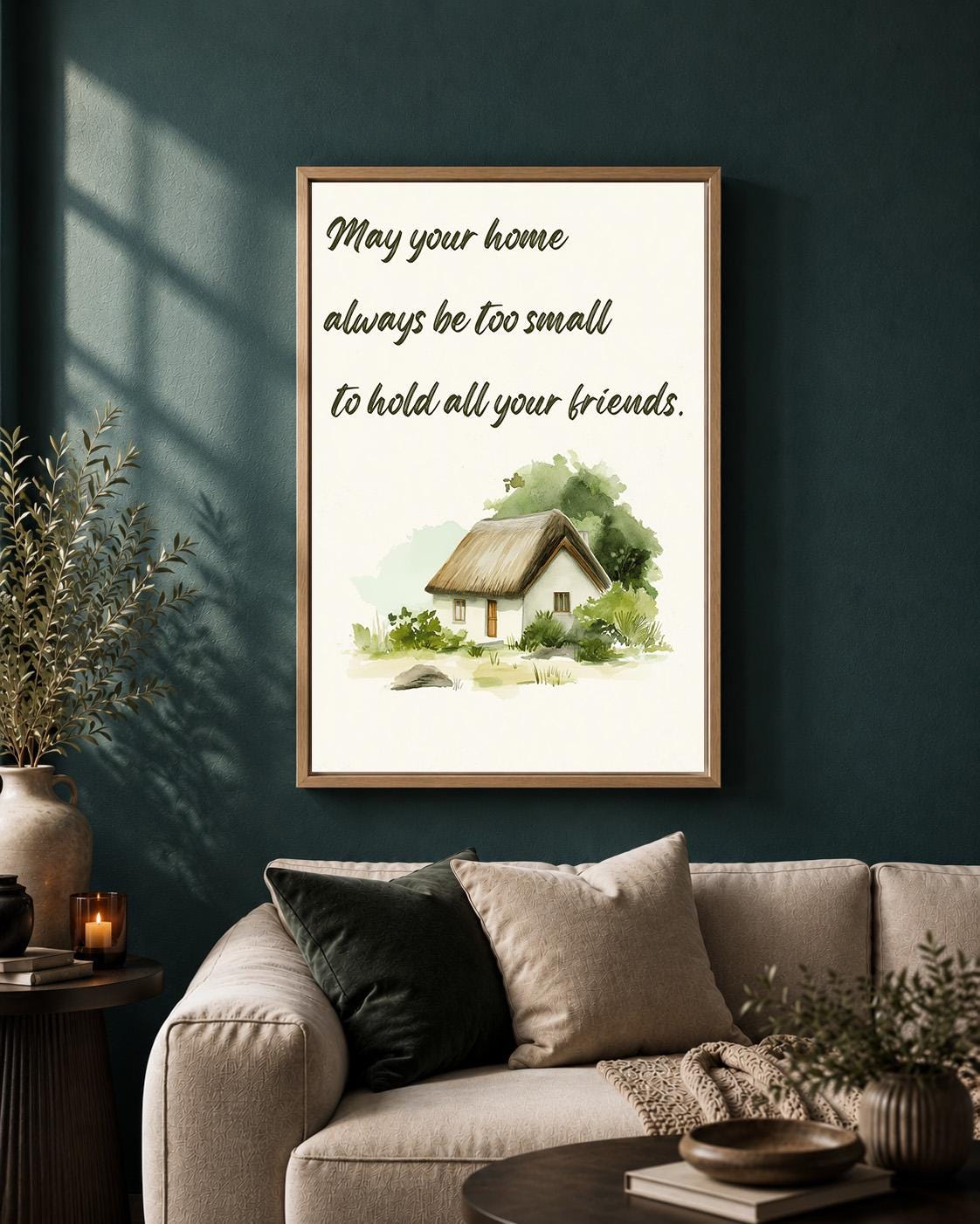 Irish Blessing Framed Canvas Art, May Your Home Hold Friends Quote Decor by The Wall Art Studio - physical