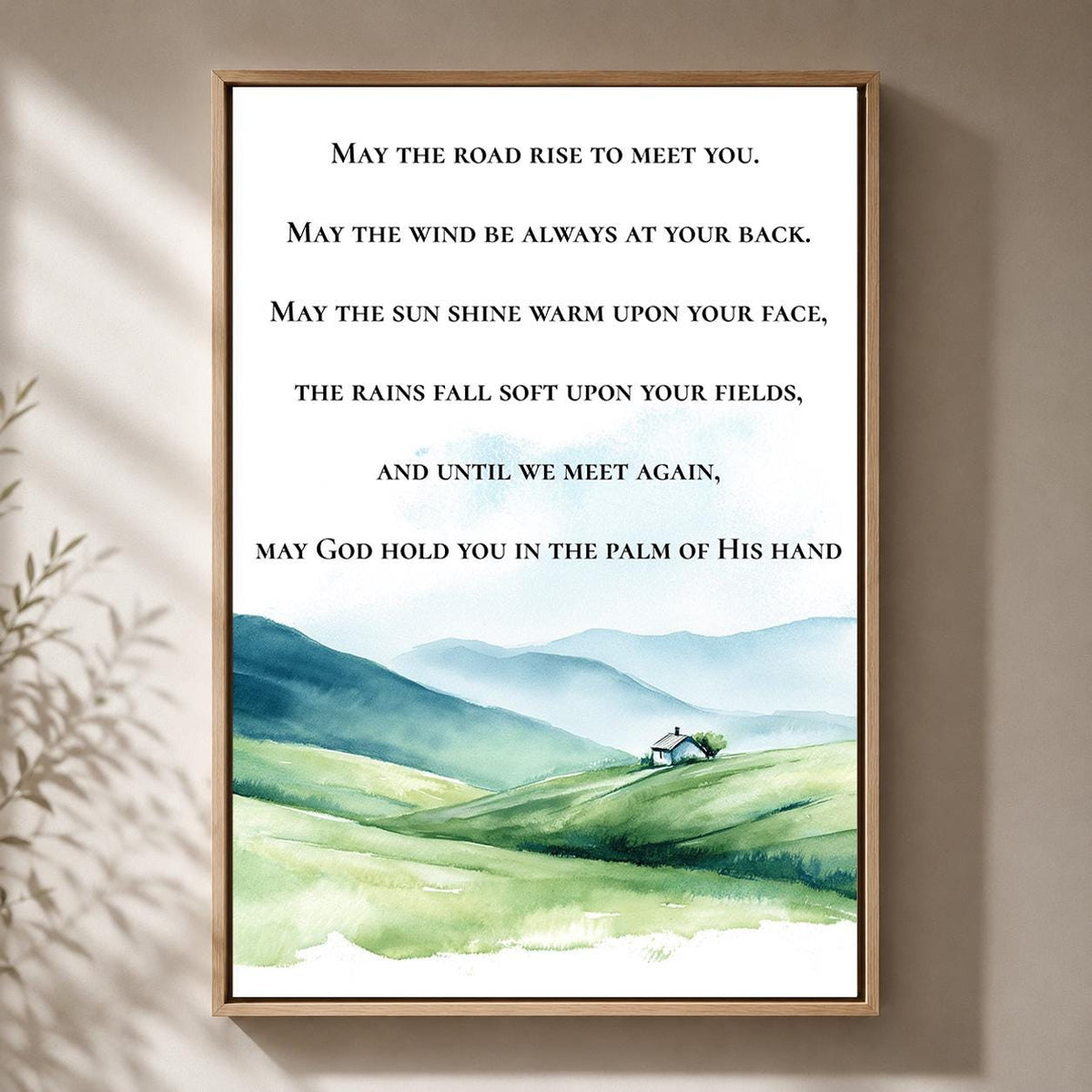 Irish Blessing Framed Canvas, May the Road Rise to Meet You, Celtic Prayer Decor by The Wall Art Studio - physical