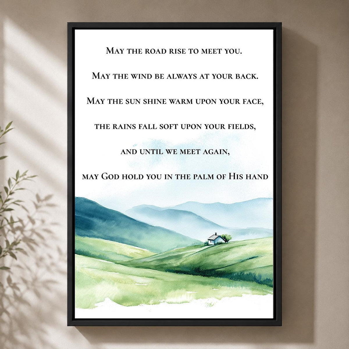 Irish Blessing Framed Canvas, May the Road Rise to Meet You, Celtic Prayer Decor by The Wall Art Studio - physical