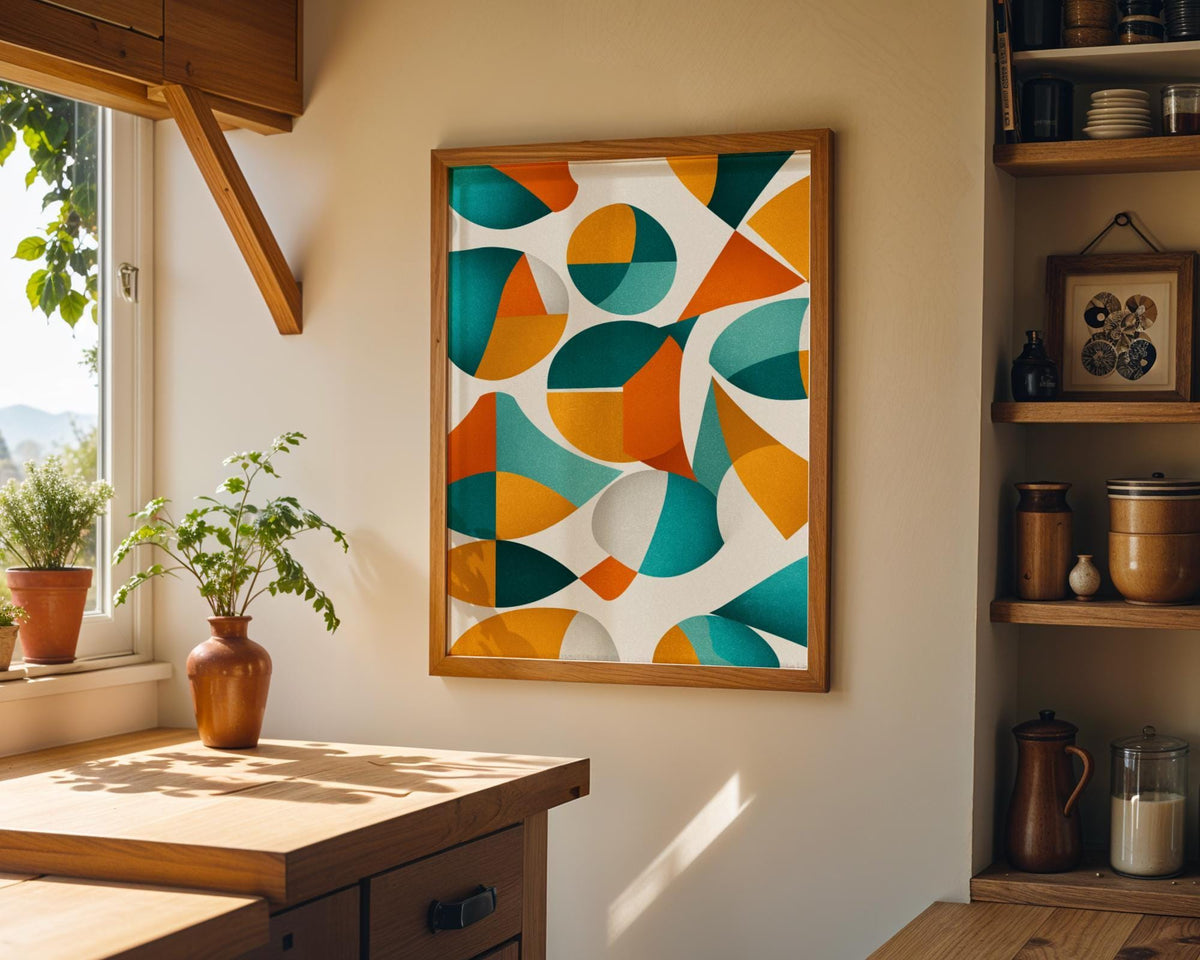 Mid-Century Modern Geometric Wall Art • Retro Abstract Shapes Print • Minimalist Bauhaus style Décor • MCM by The Wall Art...
