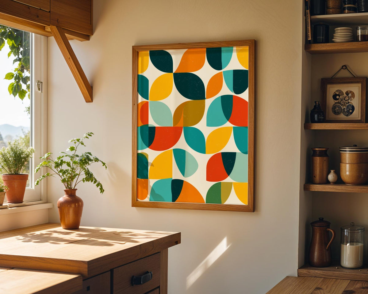 Mid-Century Modern Geometric Wall Art • Retro Abstract Shapes Print • Minimalist Bauhaus style Décor • MCM by The Wall Art...