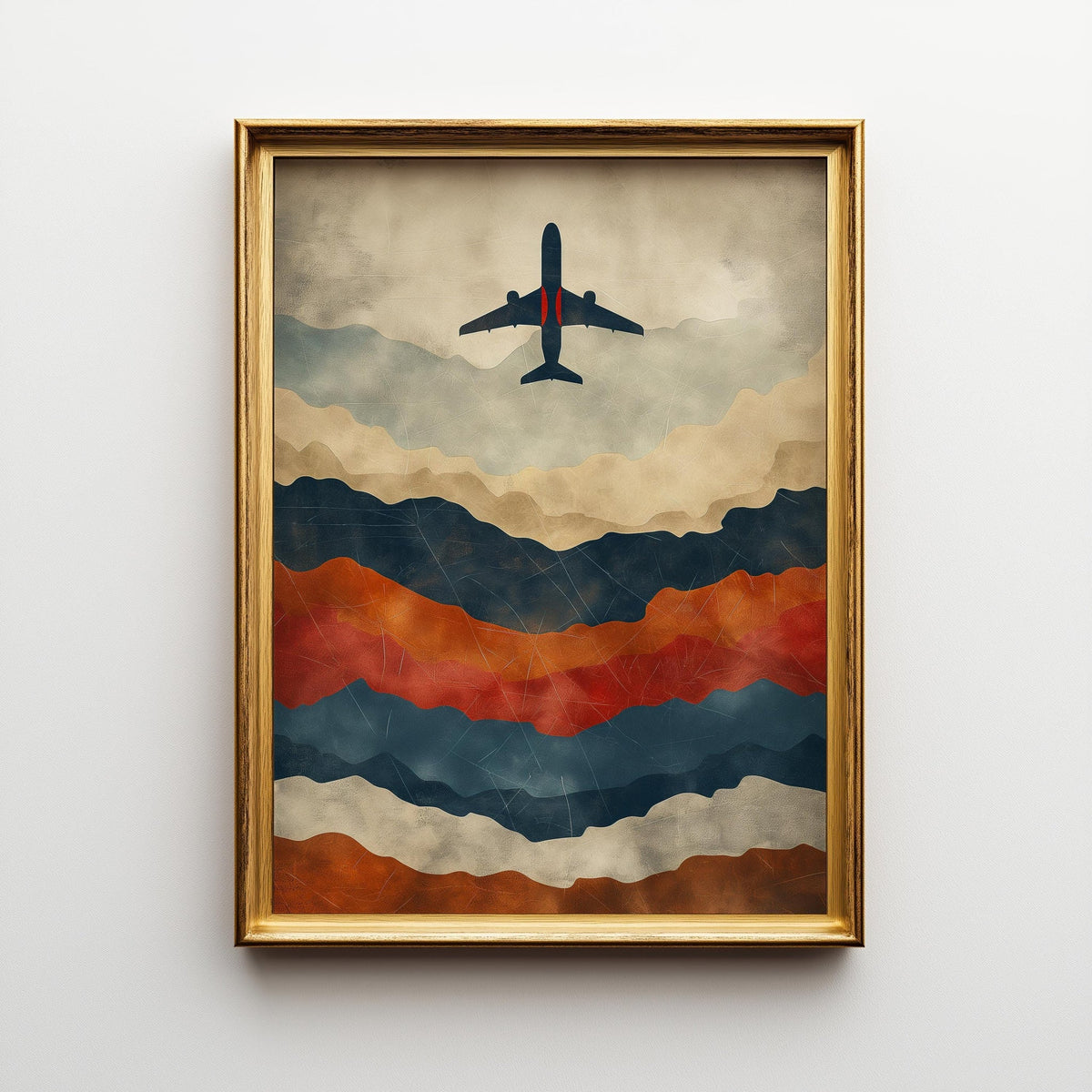 Minimalist Airplane Wall Art, Abstract Aviation Print, Modern Travel Poster, Mid Century Style Aircraft Decor, Masculine O...