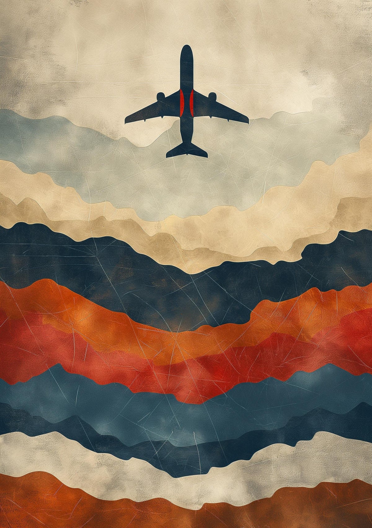 Minimalist Airplane Wall Art, Abstract Aviation Print, Modern Travel Poster, Mid Century Style Aircraft Decor, Masculine O...
