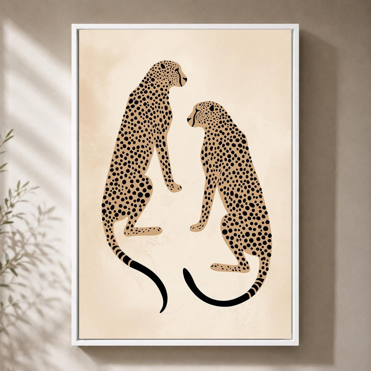 Minimalist Cheetah Framed Canvas Wall Art, Modern Safari Animal Print, Neutral Wildlife Decor by The Wall Art Studio - phy...