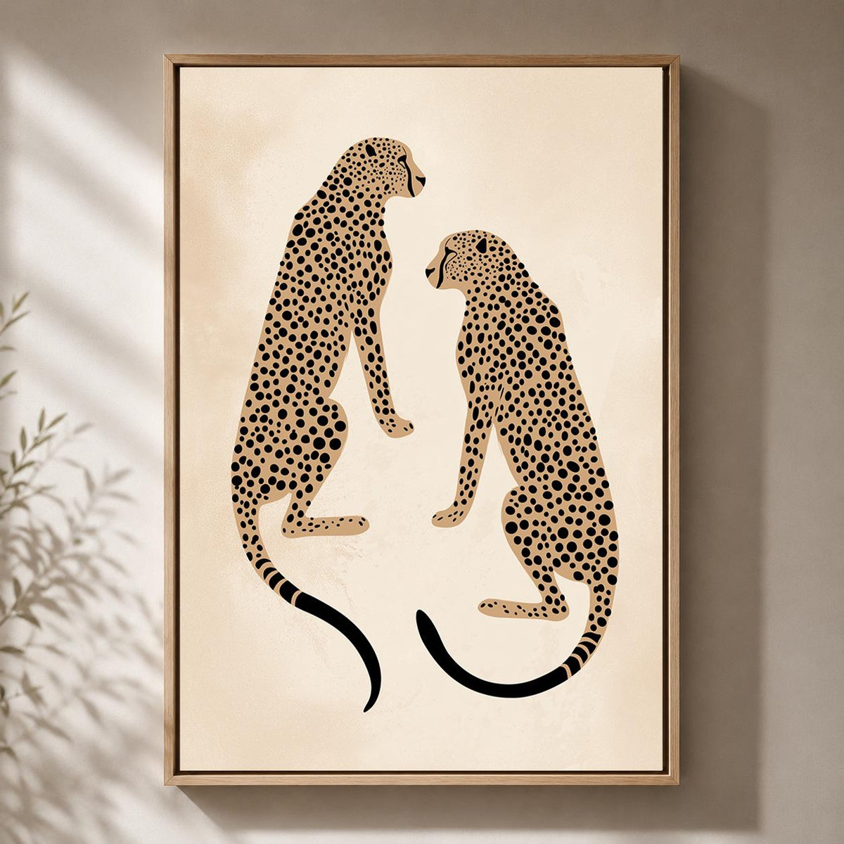 Minimalist Cheetah Framed Canvas Wall Art, Modern Safari Animal Print, Neutral Wildlife Decor by The Wall Art Studio - phy...