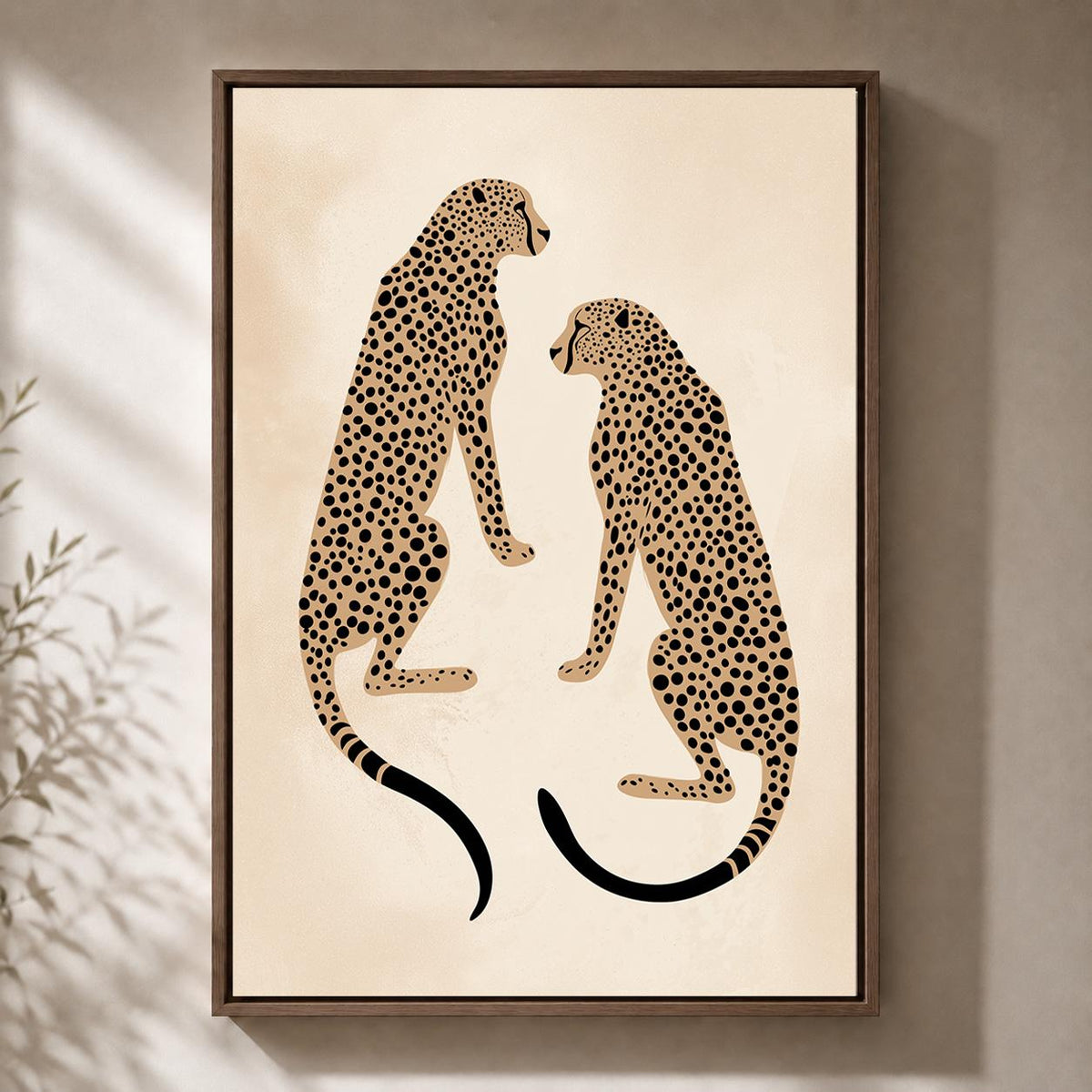 Minimalist Cheetah Framed Canvas Wall Art, Modern Safari Animal Print, Neutral Wildlife Decor by The Wall Art Studio - phy...