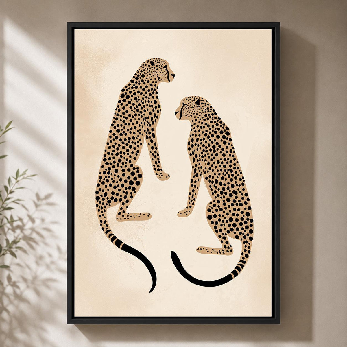 Minimalist Cheetah Framed Canvas Wall Art, Modern Safari Animal Print, Neutral Wildlife Decor by The Wall Art Studio - phy...