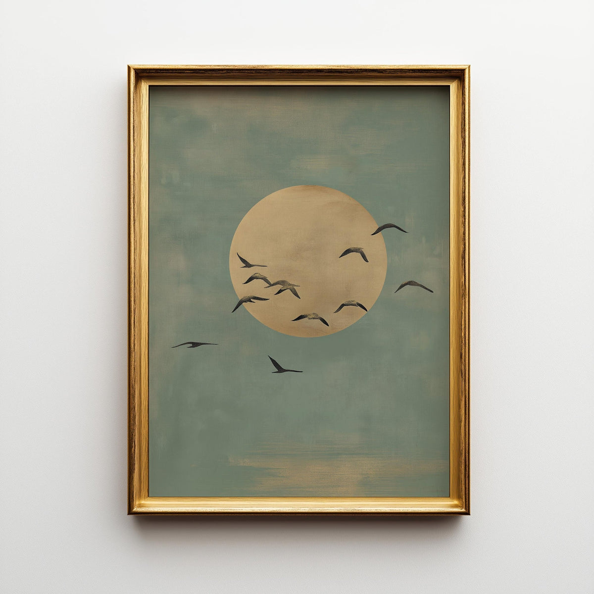Minimalist Moon and Birds Wall Art, Soft Blue Sky Print, Neutral Japandi Decor, Calm Abstract Nature Poster by The Wall Ar...