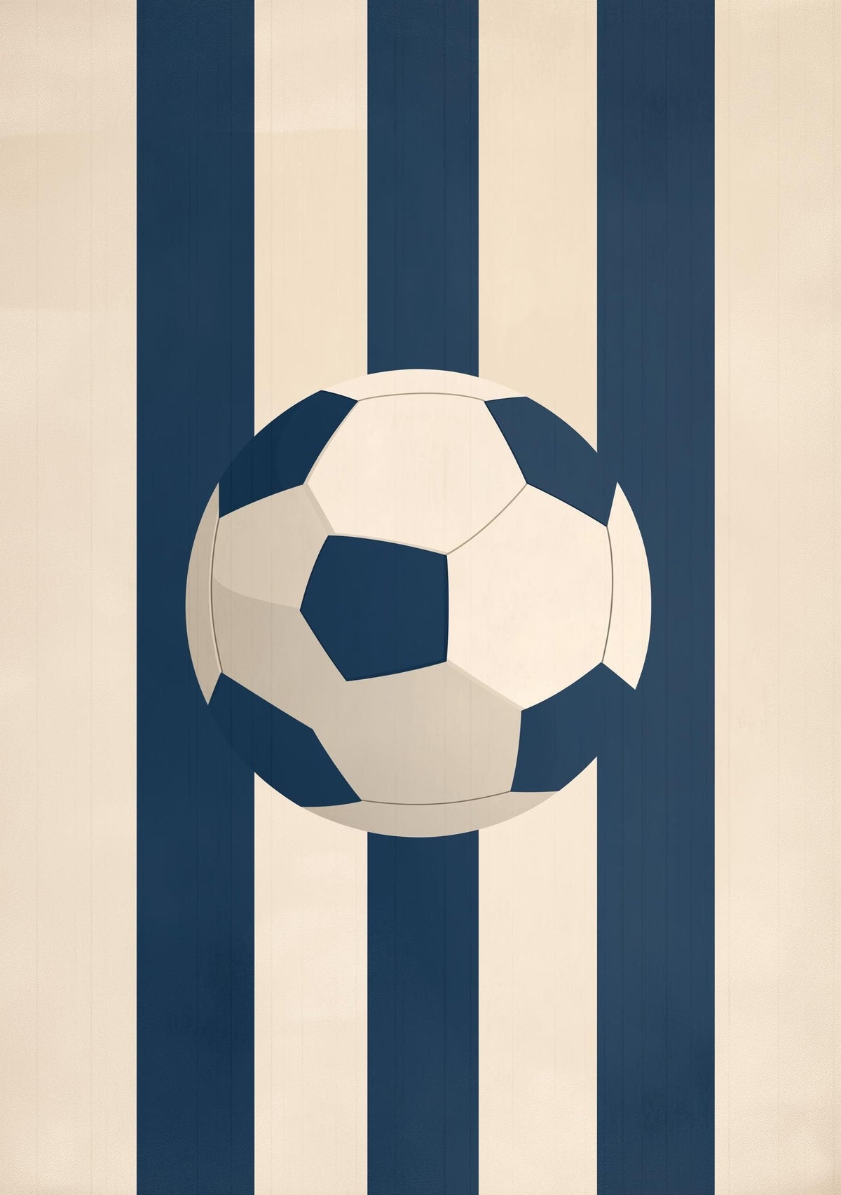 Minimalist Soccer Ball Print, Blue Stripe Sports Wall Art (Framed Option) by The Wall Art Studio - physical