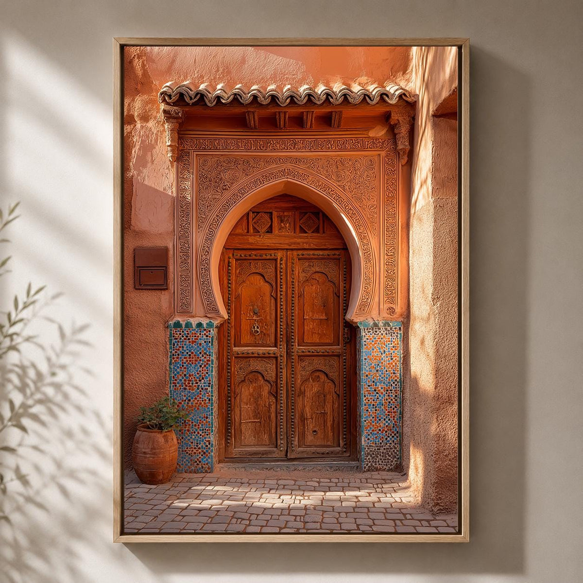 Moroccan Door Framed Canvas, Marrakech Archway Framed Canvas, Boho Mediterranean Decor by The Wall Art Studio - physical