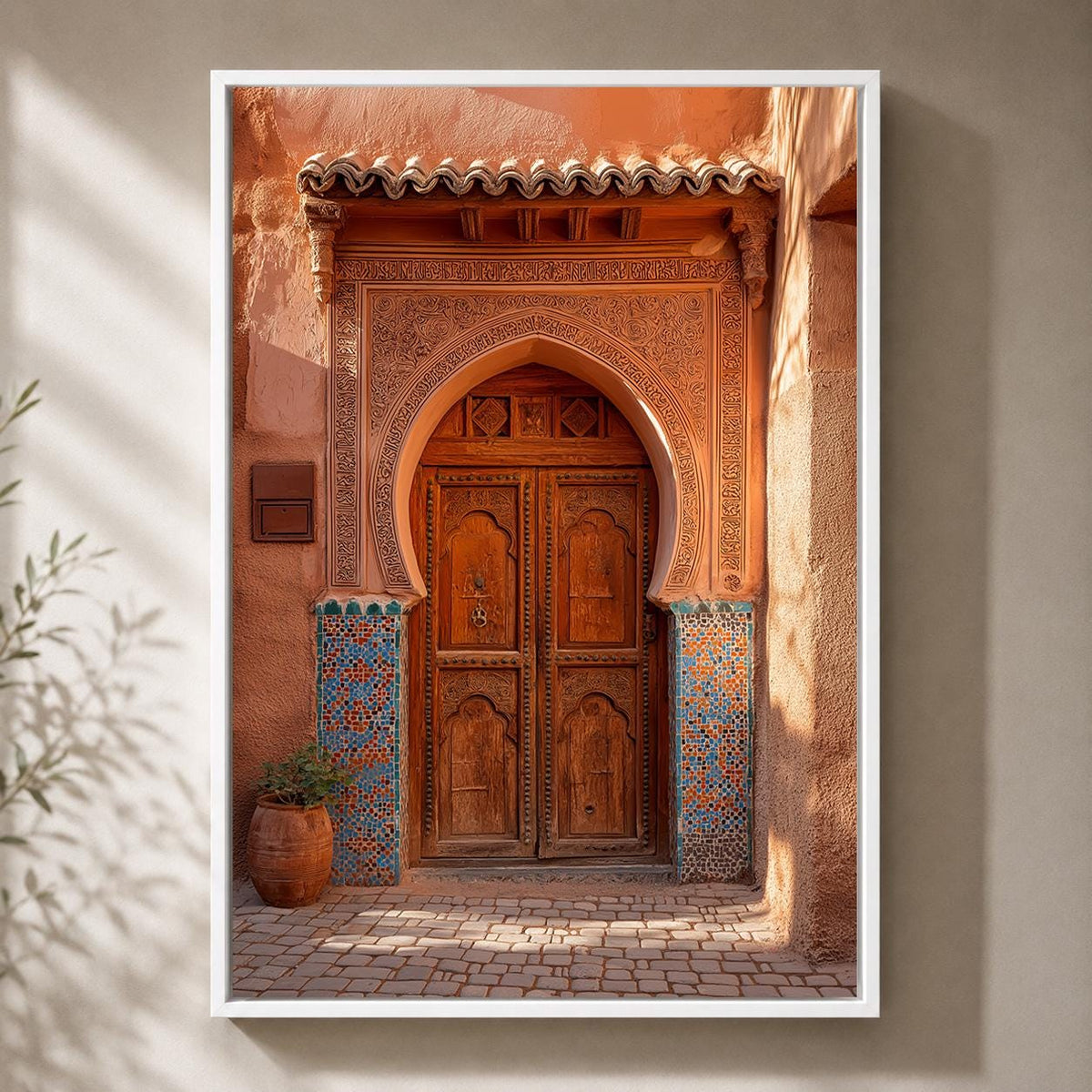 Moroccan Door Framed Canvas, Marrakech Archway Framed Canvas, Boho Mediterranean Decor by The Wall Art Studio - physical