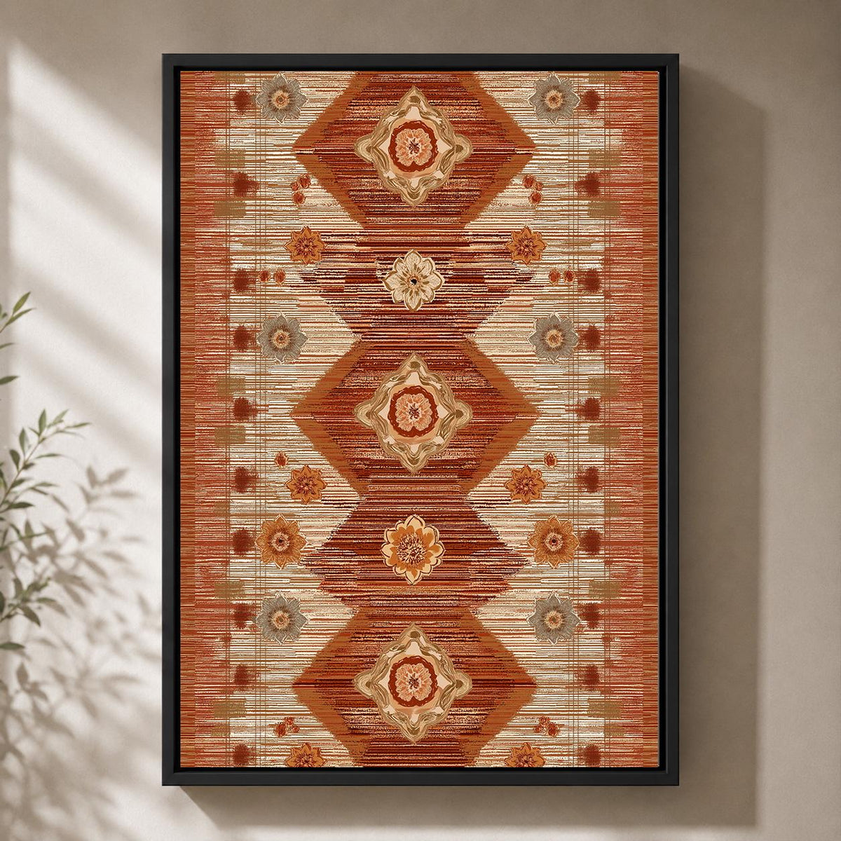 Moroccan Framed Canvas Wall Art, Terracotta Geometric Boho Canvas Print, Neutral Southwestern Rustic Decor by The Wall Art...