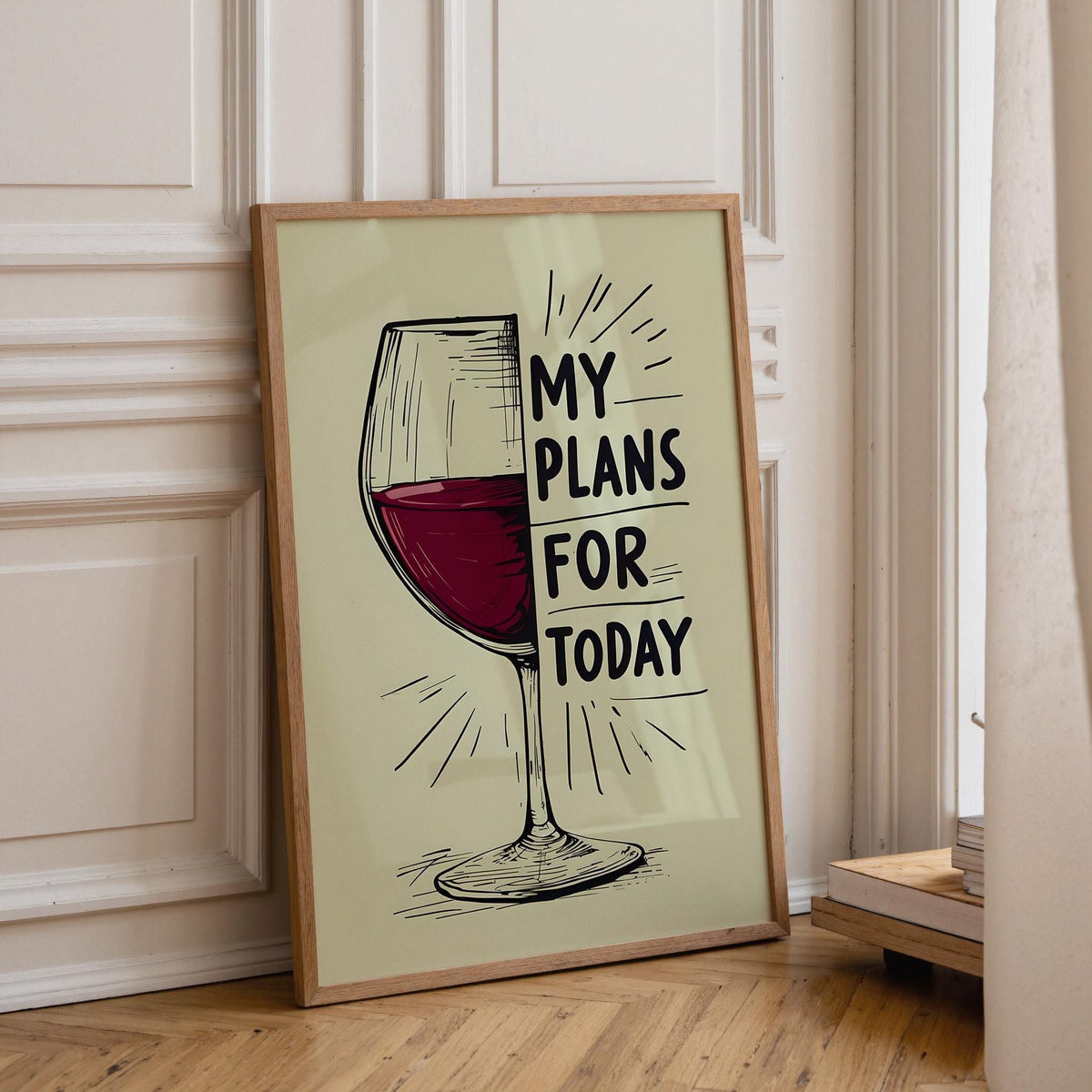 My Plans for Today Wine Print | Funny Wine Wall Art | Kitchen Bar Décor | Wine Lover Gift | Minimalist Wine Poster | Home...