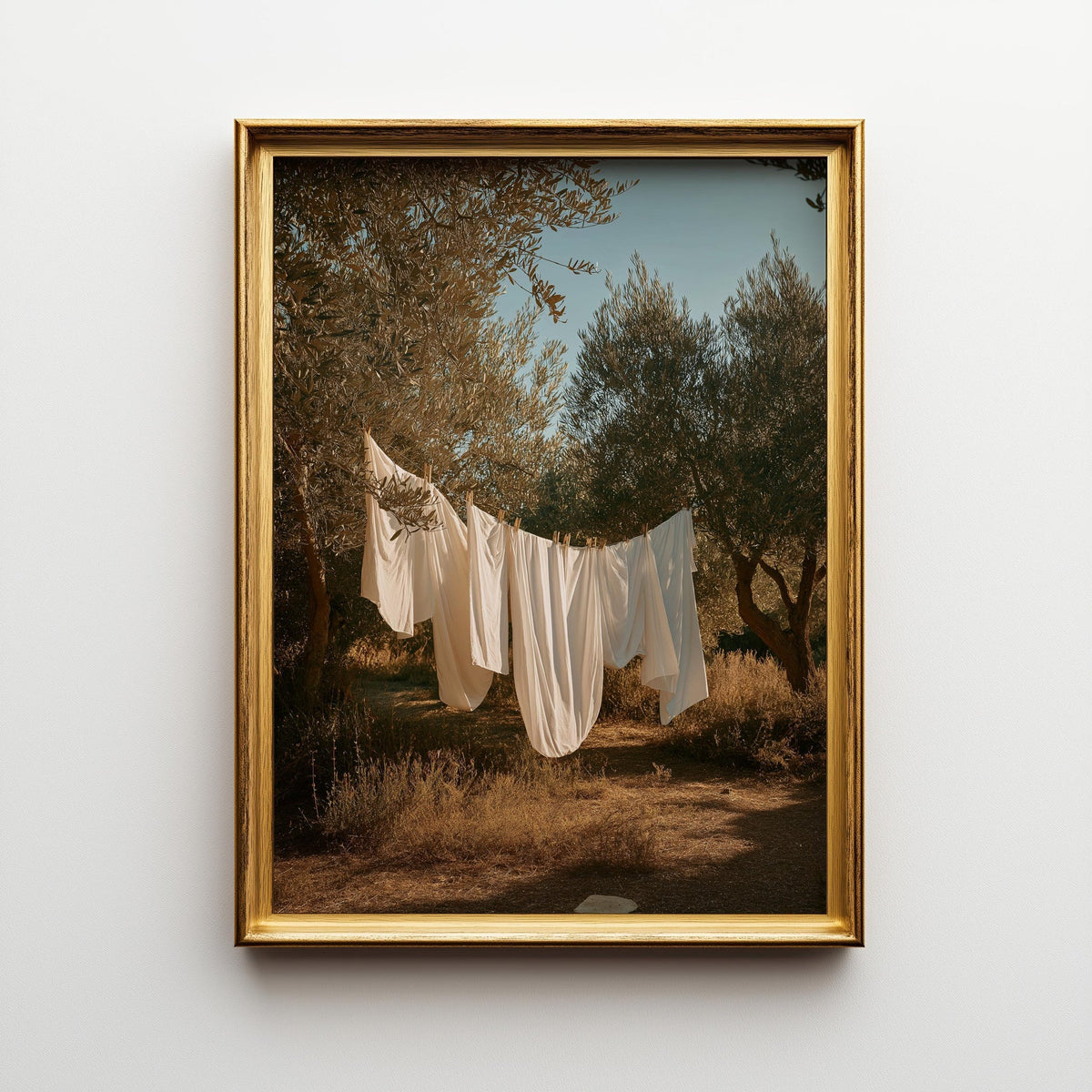 Neutral Laundry Room Wall Art Print, Mediterranean Olive Grove Decor, Moody Linen Photography, Rustic Farmhouse Laundry (F...