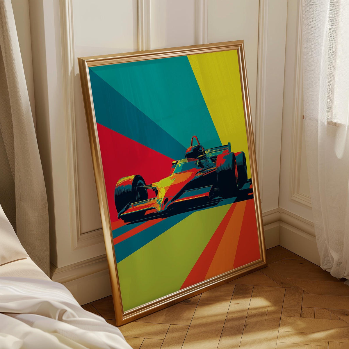 Open Wheel Racing Car Print, Bold Graphic Motorsport Wall Art by The Wall Art Studio - physical