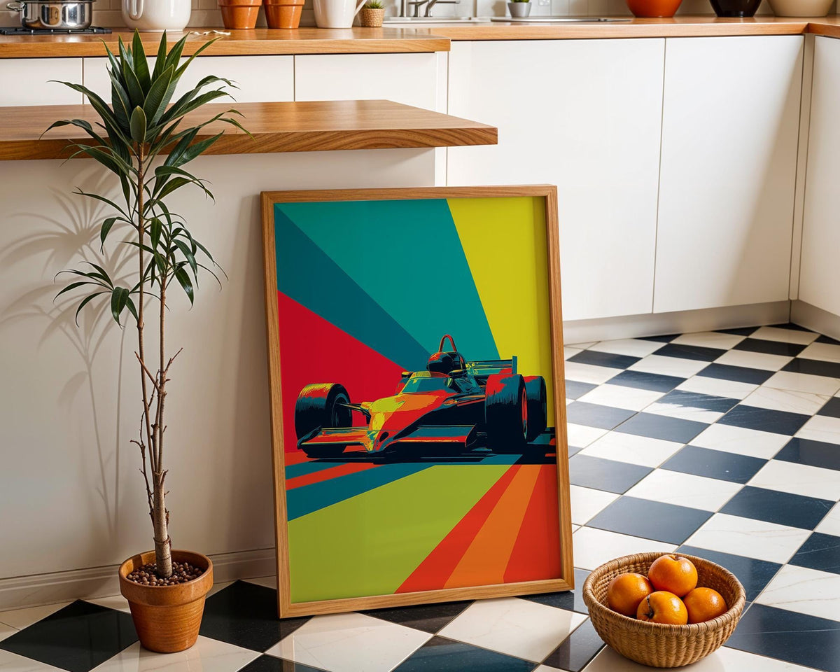 Open Wheel Racing Car Print, Bold Graphic Motorsport Wall Art by The Wall Art Studio - physical