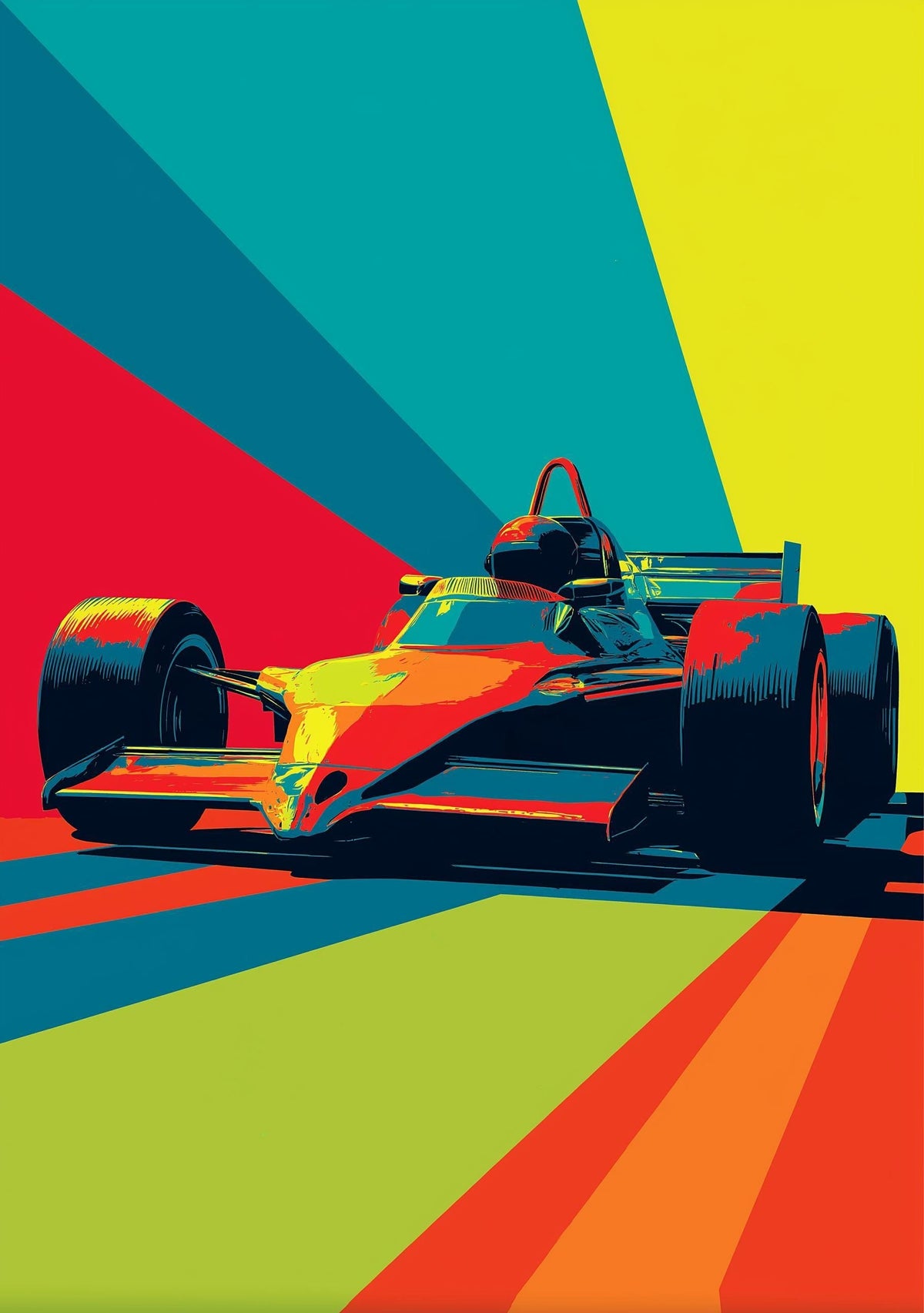 Open Wheel Racing Car Print, Bold Graphic Motorsport Wall Art by The Wall Art Studio - physical