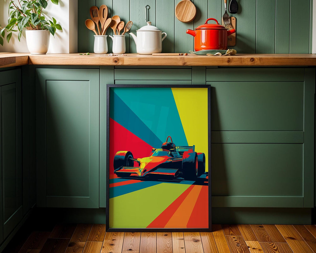 Open Wheel Racing Car Print, Bold Graphic Motorsport Wall Art by The Wall Art Studio - physical