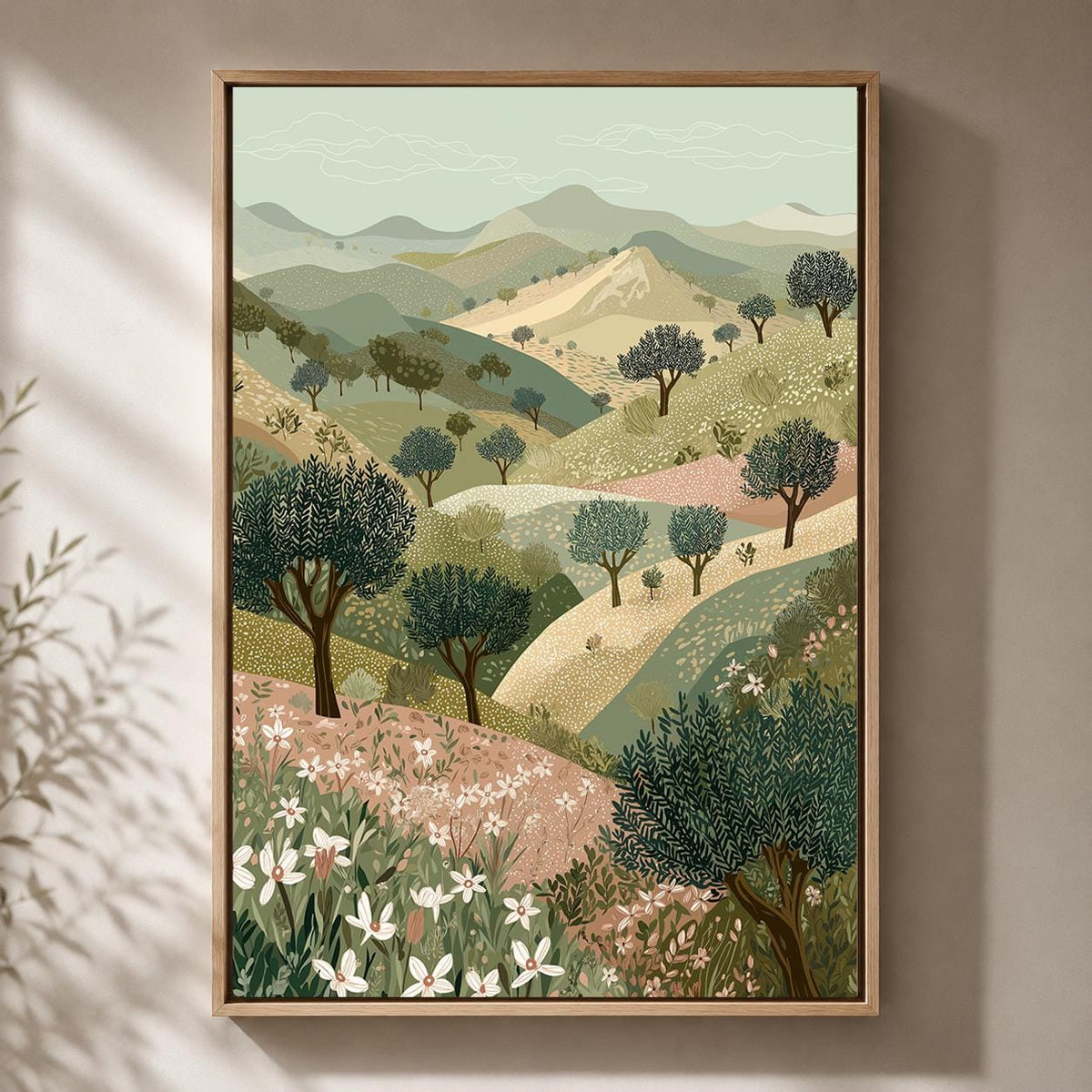 Palestinian Olive Grove Framed Canvas Wall Art, Holy Land Landscape Painting, Mediterranean Nature Decor by The Wall Art S...