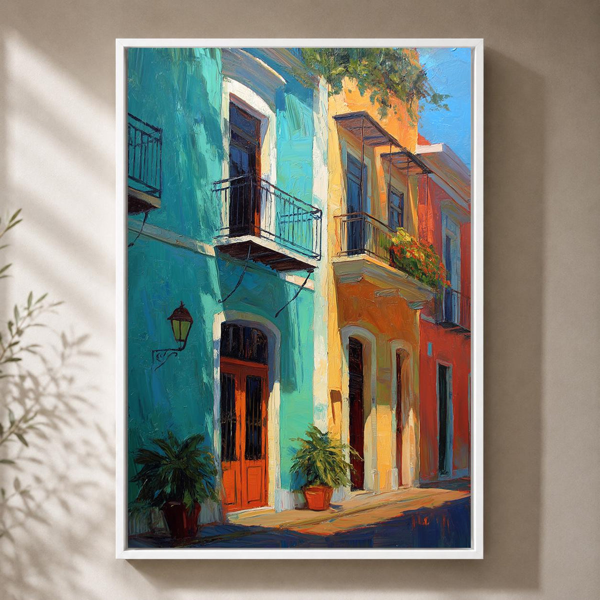 Puerto Rico Street Framed Canvas Art, Colorful Caribbean Architecture Print, Tropical Travel Decor by The Wall Art Studio...