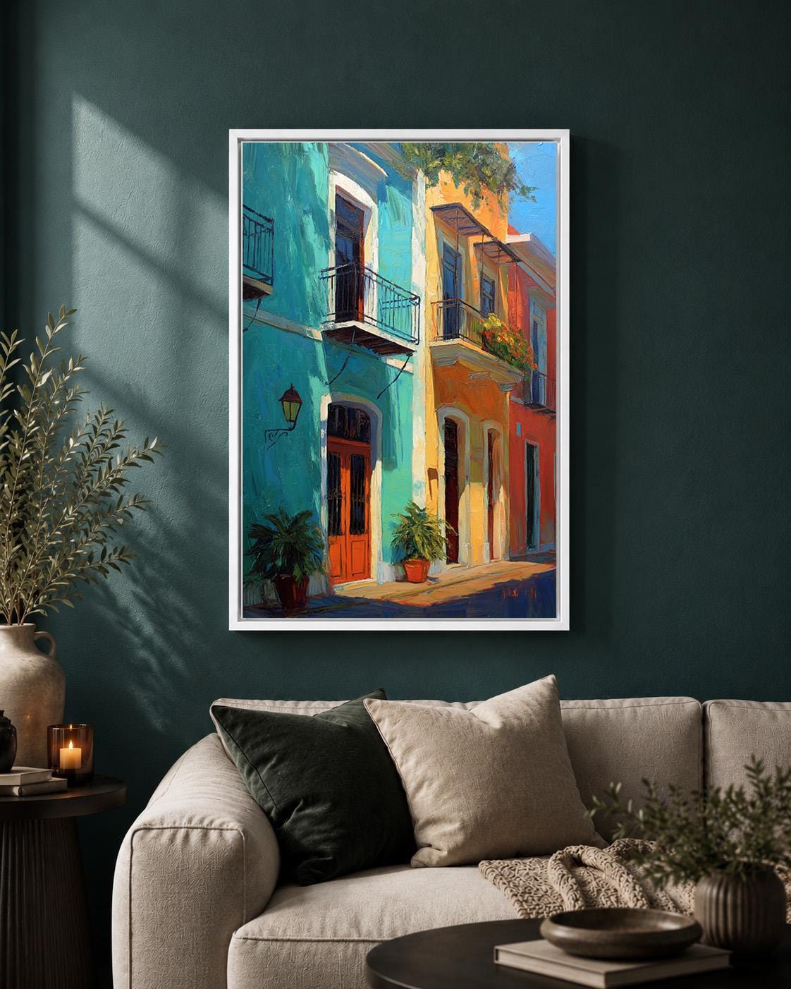 Puerto Rico Street Framed Canvas Art, Colorful Caribbean Architecture Print, Tropical Travel Decor by The Wall Art Studio...