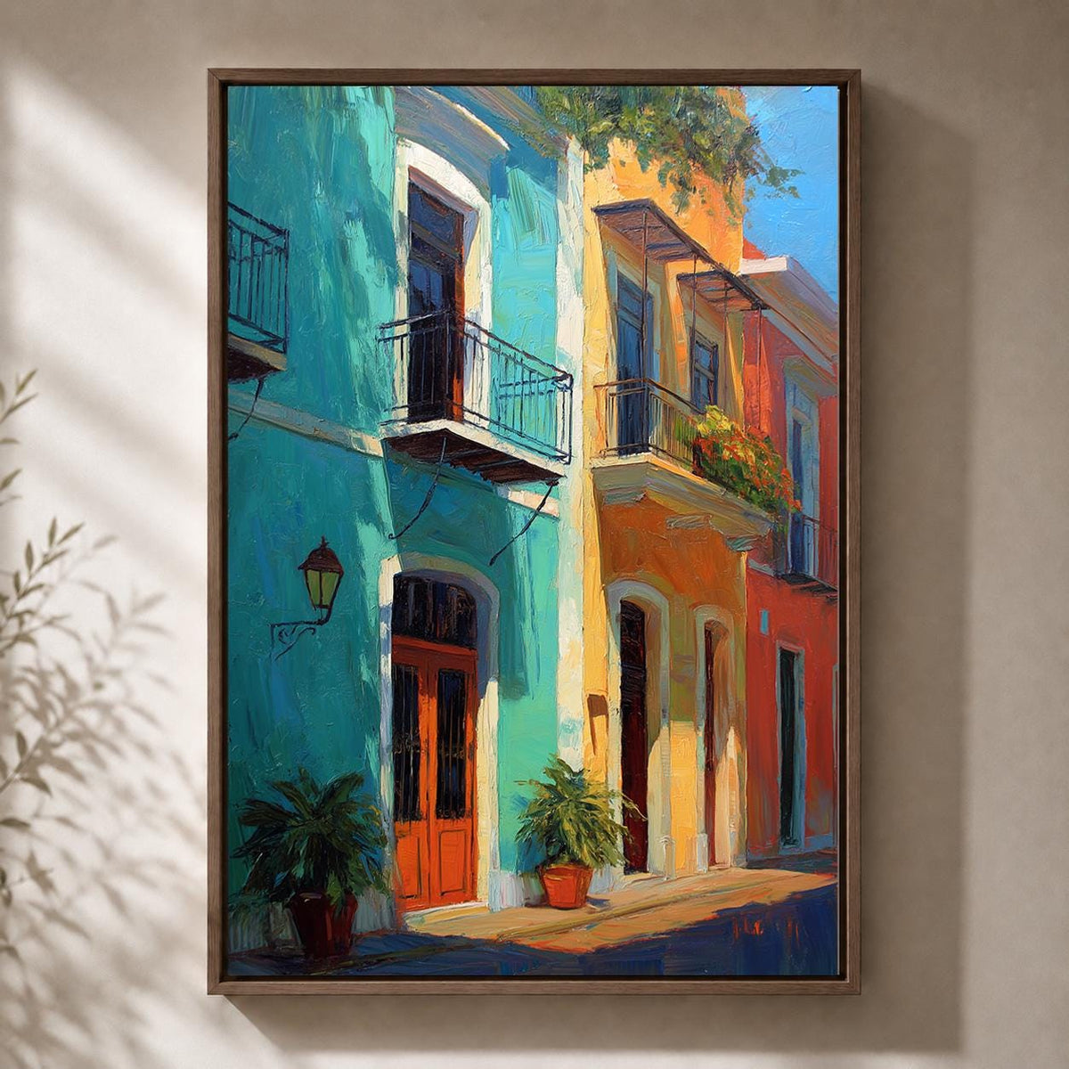 Puerto Rico Street Framed Canvas Art, Colorful Caribbean Architecture Print, Tropical Travel Decor by The Wall Art Studio...