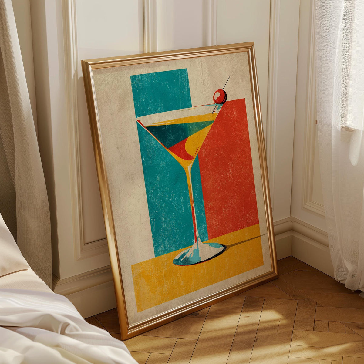 Retro Kitchen Print | Martini Wall Art | Vintage | Wine Print Wall | Retro Wine Wall Art Print | Mid-Century Modern Kitche...
