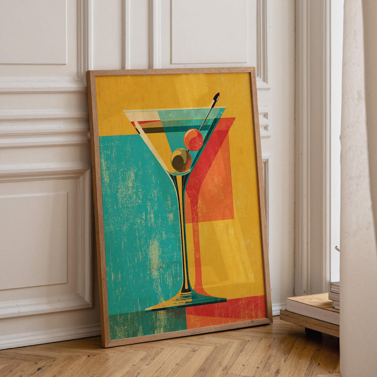 Retro Kitchen Print | Martini Wall Art | Vintage | Wine Print Wall | Retro Wine Wall Art Print | Mid-Century Modern Kitche...