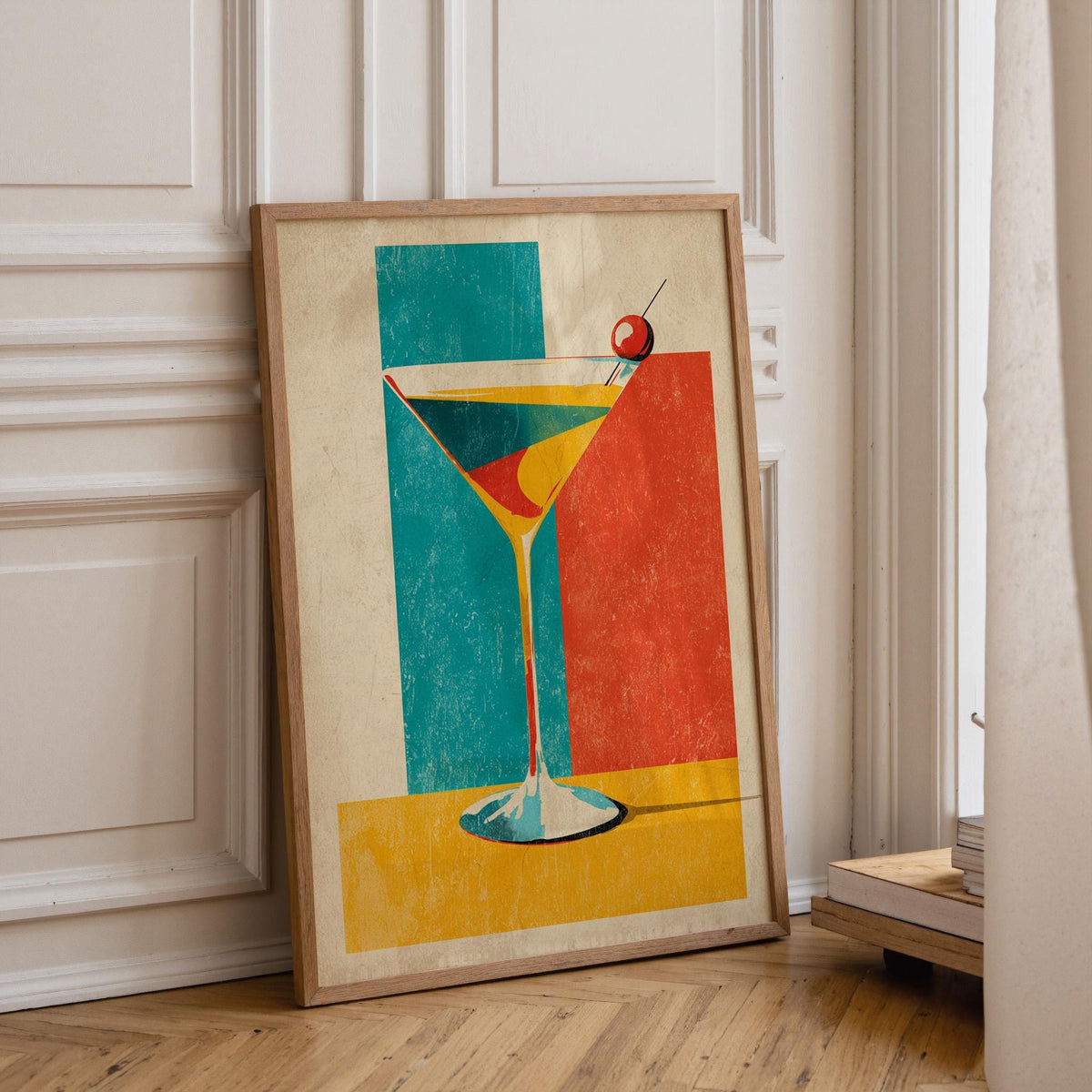 Retro Kitchen Print | Martini Wall Art | Vintage | Wine Print Wall | Retro Wine Wall Art Print | Mid-Century Modern Kitche...