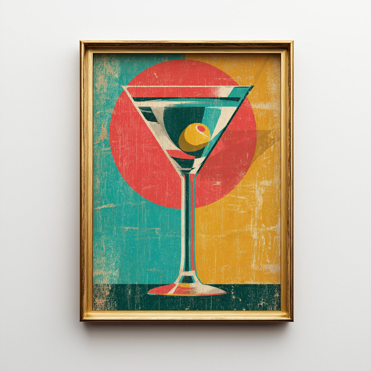 Retro Kitchen Print | Martini Wall Art | Vintage | Wine Print Wall | Retro Wine Wall Art Print | Mid-Century Modern Kitche...