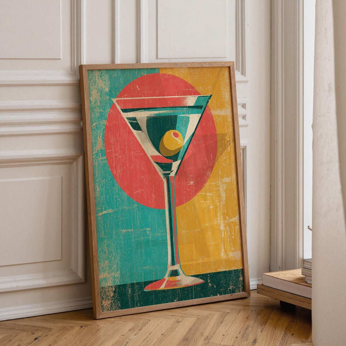 Retro Kitchen Print | Martini Wall Art | Vintage | Wine Print Wall | Retro Wine Wall Art Print | Mid-Century Modern Kitche...