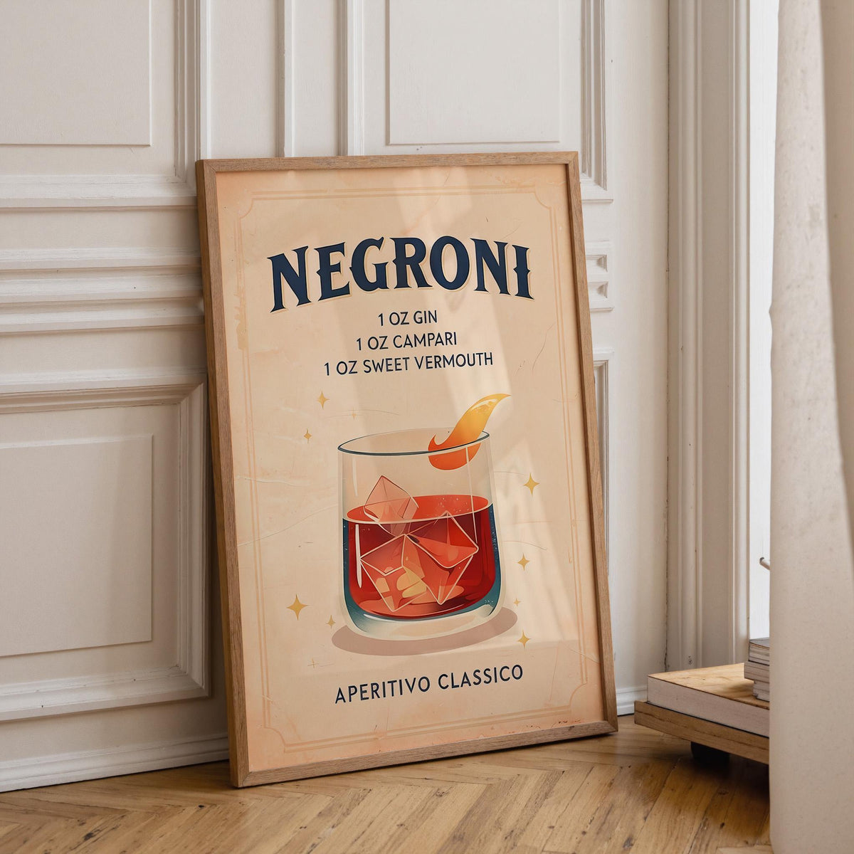 Retro Kitchen Print | Negroni Wall Art | Vintage | Cocktail Print | Retro Wine Wall Art Print | Contemporary Art | Abstrac...