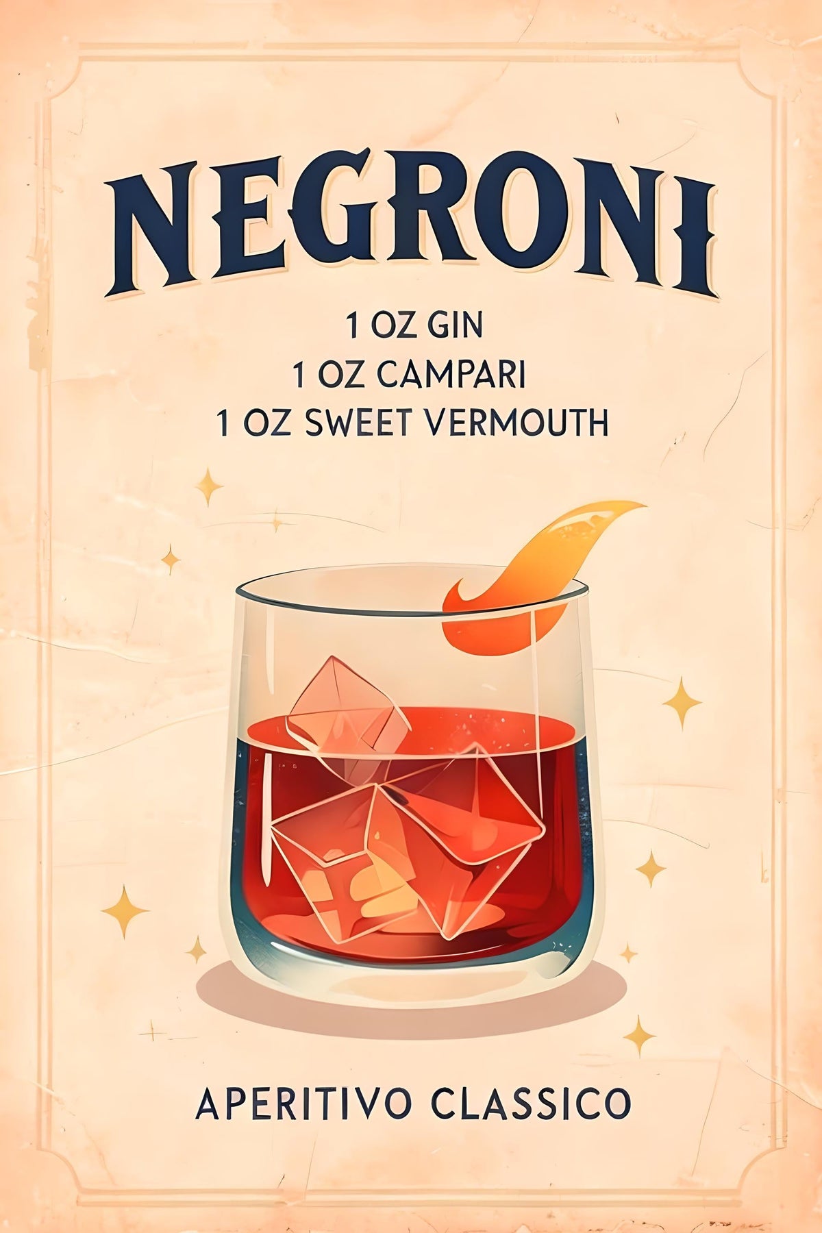 Retro Kitchen Print | Negroni Wall Art | Vintage | Cocktail Print | Retro Wine Wall Art Print | Contemporary Art | Abstrac...